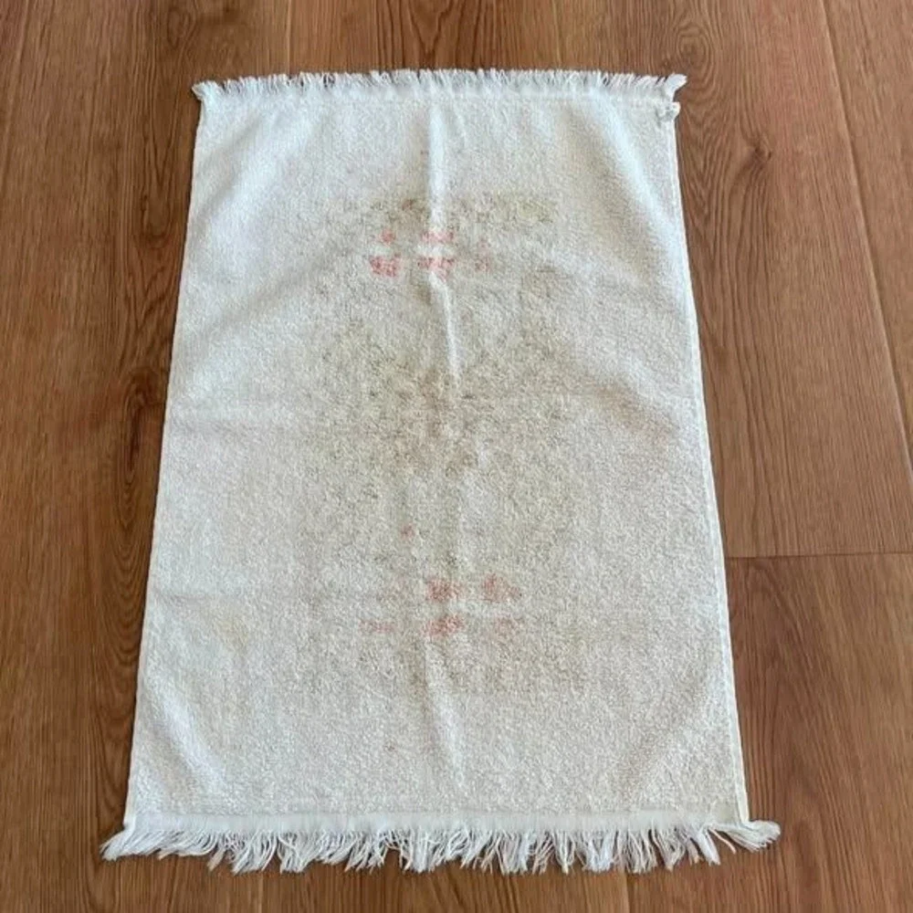 Vintage Cannon Kitchen Hand Towel Herbs Orange Brown Fringe